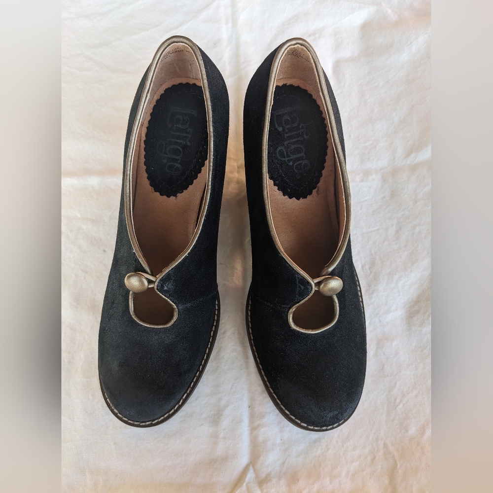 Anthropologie Latigo Flame Heels with Button Front
